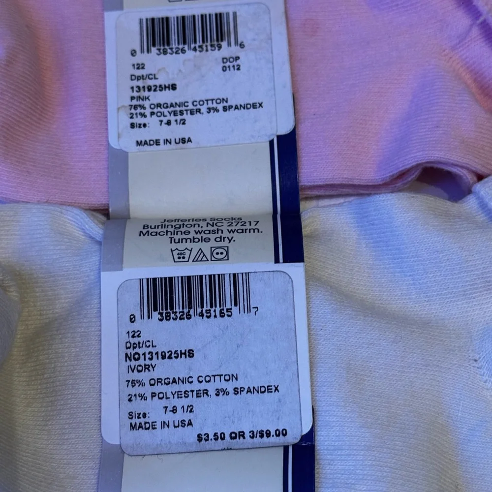 Organic Cotton Kids Socks 6-pack Pink and Cream - kids size - NWT